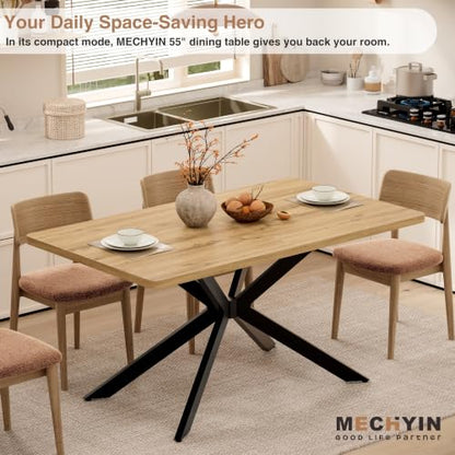 Extendable Dining Room Table for 4 6 8,55"-70" Kitchen Table Butterfly Leaf | Simply Flip Leaf Expandable Rectangle Dining Table,Long Large Wood Table for Kitchen Dining Living Room, Modern,Farmhouse - color: Butterfly Leaf 55"-71" Oak