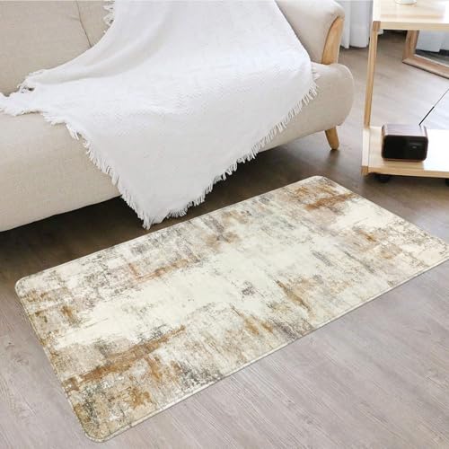 famibay 2x5 Runner Rug Non Slip Runner Rug for Bedroom Beige Neutral Throw Rugs with Rubber Backing Washable Low Pile Rug Runner for Hallway Bedroom Bathroom Living Room - color: Beige and Camel, size: 2 x 5 feet