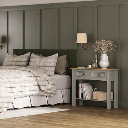 Solid Wood Hall Table Console 34.49" W, 12.64" D, 28.82" H - Farmhouse Entryway Table with 2 Drawers, Office Hallway Foyer, Wooden Storage, Cupboard Console Table - color: Grey