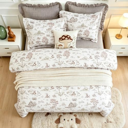 DAUAOTO Twin Size Kids Duvet Cover Set, 100% Cotton Teen Boys Girls Duvet Cover 68"X86" + 1 Sham, Hand-Painted Pattern Forest Fairy Tale - color: Pattern 16#, size: 68"x86" Twin Cover + 1 Sham