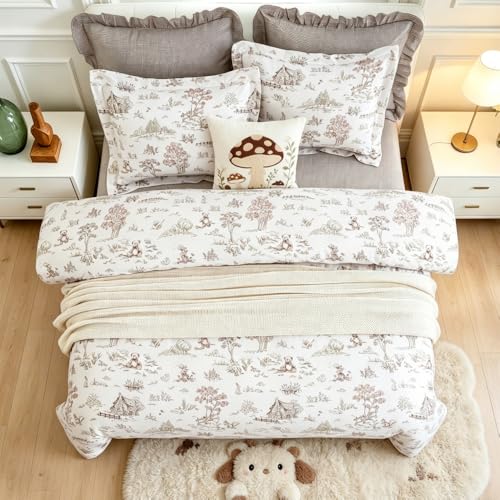DAUAOTO Queen Size Kids Duvet Cover Set, 100% Cotton Teen Boys Girls Duvet Cover 90"X90" + 2 Shams, Hand-Painted Pattern Forest Fairy Tale - color: Pattern 16#, size: 90"x90" Full/Queen Cover + 2 Shams