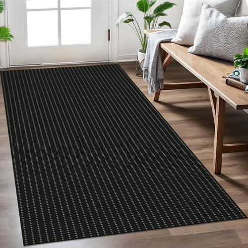 Washable Entryway Rug, Non Slip Area Rug, 3x5 Ft, Black/Grey | Washable Braided Mudroom Rug, Non Slip Rubber Dot Backed, For Kitchen, Foyer, Front Door, Porch, Bathroom, Bedroom - color: Black and Grey, size: 3' x 5' (Rectangular)