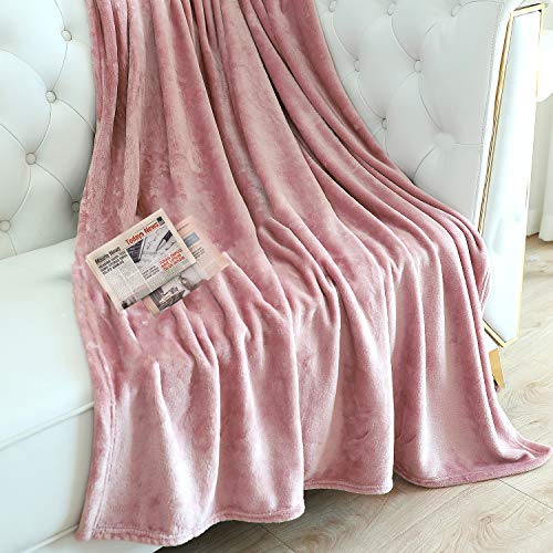 TASTHROW Large Flannel Fleece Throw Blanket, 50×70 Inch - Pink | Cozy Lightweight Thick Blanket - All Seasons Suitable for Women, Men and Kids (Two Pack) - color: Pink, size: Two Pack 50"x70"