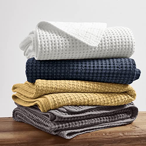 Levtex Home Mills Waffle Twin Bedspread Set (84x104in) with 1 Pillow Sham (26x20in) - Ochre - Cotton Waffle Twin Size Bedspread Set - Lightweight, Soft, Pre-Washed - color: Ochre, size: Twin Bedspread