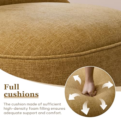 Upholstered Accent Chair, French Country Side Chair (1, Yellow) | with Tufted Backrest, Thick Padded Seat and Solid Wood Legs for Bedroom, Living Room, Vanity & Reading Nook - color: Yellow
