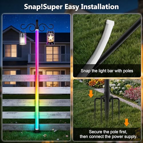 AILBTON 2-Pack 6.6FT RGB+IC Neon Ambient Light for Poles,Outdoor Clip-on Chasing Effect Lighting, Waterproof Neon Atmosphere Lights for Patio Outdoor Living Camping Party - size: 6.6FT