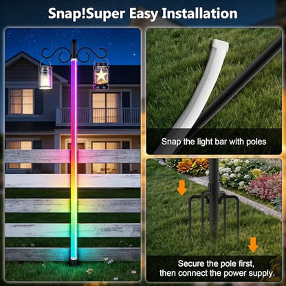 AILBTON 2-Pack 6.6FT RGB+IC Neon Ambient Light for Poles,Outdoor Clip-on Chasing Effect Lighting, Waterproof Neon Atmosphere Lights for Patio Outdoor Living Camping Party - size: 6.6FT