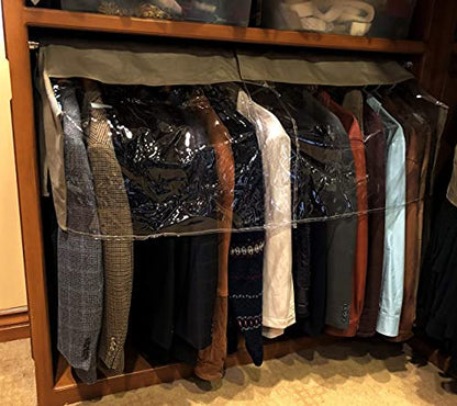 Garment Cover for Closet Rod and Portable Clothing Rack Shoulder Dust Cover - Protect Your Wardrobe in Style - Adjustable to fit 20" to 36" long - 6 Pack