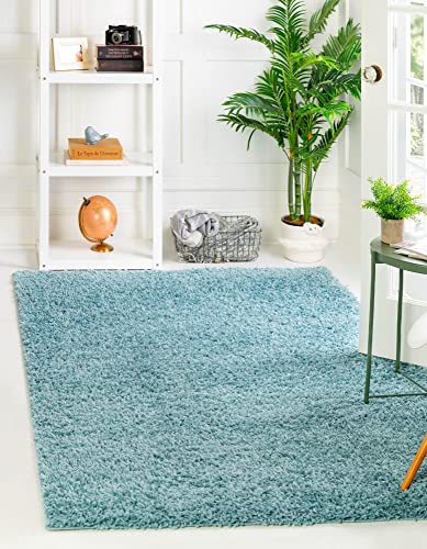 Rugs.com - Zermatt Shag Rug – 3' 1 x 5' 3 Aqua Shag Rug – Plush Comfort for Bedrooms, Living Rooms, and Nurseries - color: Aqua, size: 3'3" x 5'3" (Rectangular)