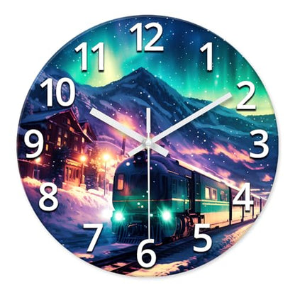 XNM Glass Battery Operated Wall Clock 12 Inch | Teal Office Living Room Kitchen Wall Clock Analog Modern Round Silent Wall Clock Non Ticking - color: Teal 9, size: 12 Inch