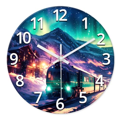 XNM Glass Battery Operated Wall Clock 12 Inch | Teal Office Living Room Kitchen Wall Clock Analog Modern Round Silent Wall Clock Non Ticking - color: Teal 9, size: 12 Inch
