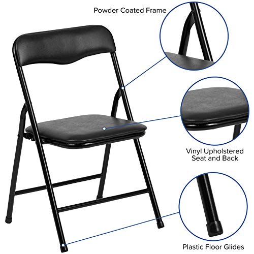 Flash Furniture Mindy Kids 3-Piece Folding Table and Chairs Set for Daycare and Classrooms, Children's Activity Table and Chairs Set, Black - color: Black, size: 3 Piece Set