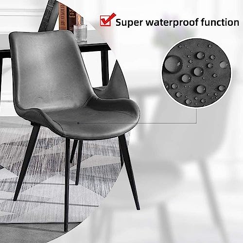 HIPIHOM Dining Chairs Set of 4, Modern Dining & Kitchen Room Chairs, Upholstered Faux Leather Cushion Seat and Sturdy Metal Legs (4 Grey Chairs) - color: 4 Grey Chairs