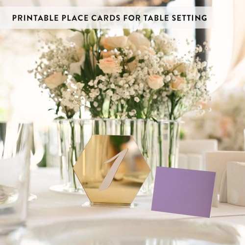 Andaz Press Table Tent Printable Place Cards, Lavender 20-Pack, Seat Placement Cards For Table Settings Name Cards for Bridal Wedding, School Graduation Food Card Purple Place Cards - color: Lavender
