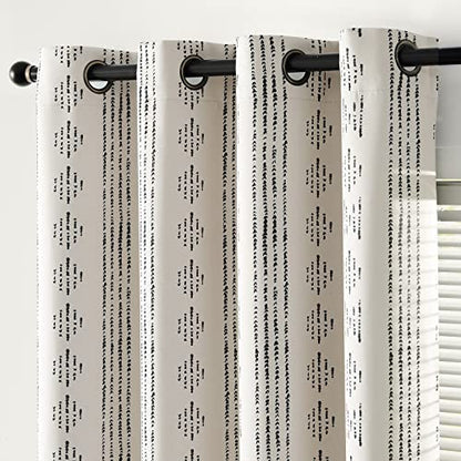 jinchan Boho Blackout Curtains 63 Inch Length for Bedroom Living Room | Black on Beige Geometric Grommet Curtains Room Darkening Thermal Insulated Window Treatments 2 Panels - color: Boho | Black on Beige, size: 52"W x 63"L (Pack of 2)