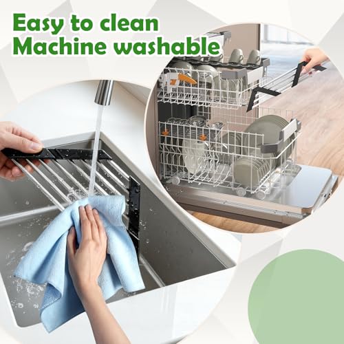 Small Triangle Foldable Dish Drying Rack with Silicone Ends for Sink Corner | Sink Cover, 304 stainless steel, Space-Saving, Over-the-Sink Drainer, on the counter, Easy Cleaning, Rustproof,All-in-one