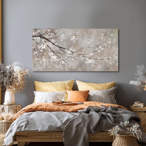 XIANSHOU Flowers Wall Art Plum Blossom Artwork Nature Wall Decor Canvas Prints Pictures Large Poster Arts 24"x48" - color: Brown, size: 48"L x 24"W