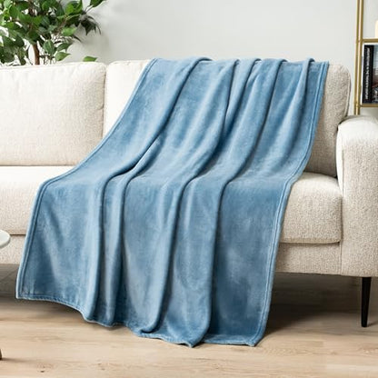 PAVILIA Fleece Blanket Throw Twin Size | Super Soft, Plush, Luxury Flannel Throw | Lightweight Microfiber Blanket for Sofa Couch Bed (Dusty Blue, 60x80 inches) - color: Dusty Blue, size: 60 x 80 Inches - Twin