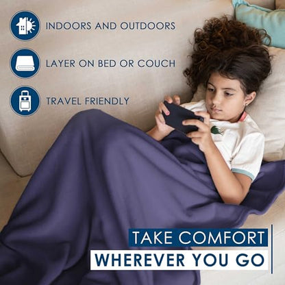 Full/Queen Size Fleece Blanket | Comfy Supersoft Fleece Blanket Full Size – All-Season Light Weight Throw Blanket | Luxuriously Soft | Throw Blanket for Couch and Sofa | Machine Wash | Navy - color: Navy, size: Full Queen