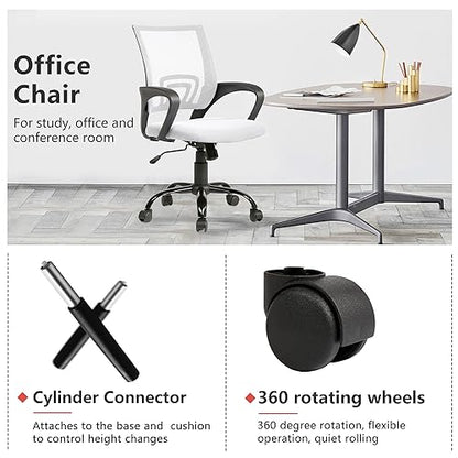 PayLessHere Office Computer Chair Ergonomic Cheap Desk Chair Adjustable Comfortable Mid Back Task Rolling Swivel with Lumbar Support for Home Office (Pack of 2, White) - color: White, style: pack of 2
