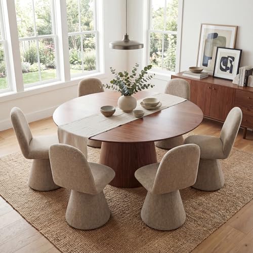 DUOMAY 360° Swivel Dining Chairs Set of 2, Mid Century Modern High Back Linen Upholstered Dining Room Chairs Kitchen Chairs, Armless Chair for Living Room Bedroom Reading, Khaki - color: Khaki, size: set of 2
