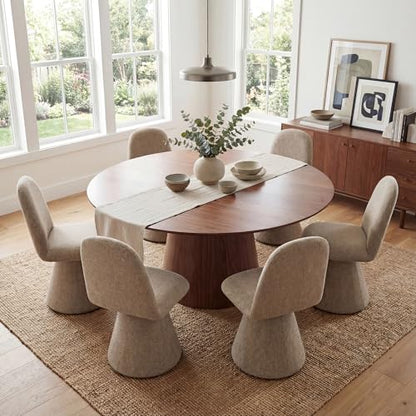 DUOMAY 360° Swivel Dining Chairs Set of 2, Mid Century Modern High Back Linen Upholstered Dining Room Chairs Kitchen Chairs, Armless Chair for Living Room Bedroom Reading, Khaki - color: Khaki, size: set of 2
