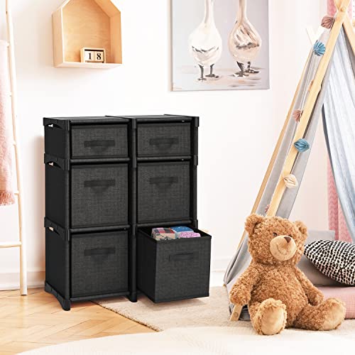 6 Cube Storage Organizer, Black Storage Cubes Organizer Shelves, Sturdy Cubbies Storage Shelves with Cube Storage Organizer Bins, DIY Cube Shelf Organizer for Bedroom, Playroom, Office, & Dorm, Black - color: Black, size: 6 - Cube Organizer