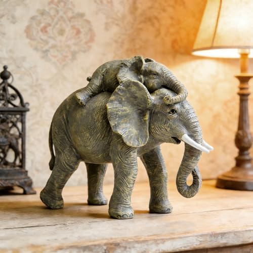 Elephant Statue for Home Decor – Symbol of Good Luck and Wisdom, Decorative Elephant Figurine for Living Room, Office or Bookshelf, Elephant Gifts for Women.(Black) - color: Black