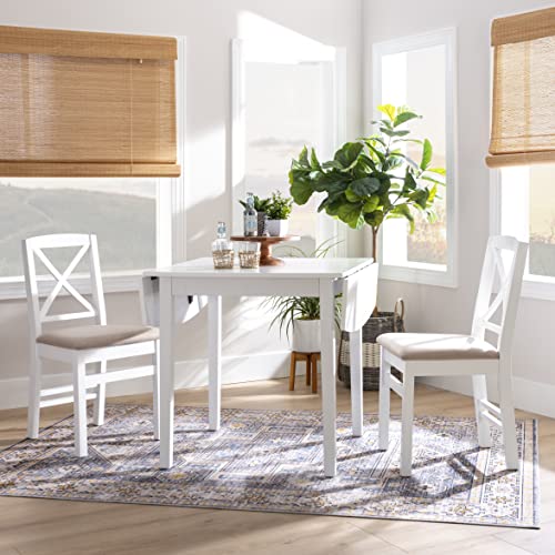 Linon Torino White 30" Square Drop Leaf Table - 30" X 48" Fully Extended - color: White