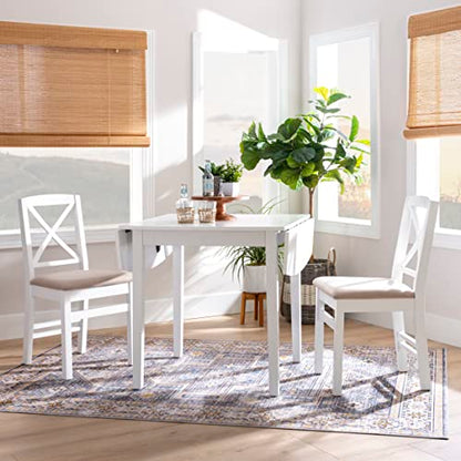 Linon Torino White 30" Square Drop Leaf Table - 30" X 48" Fully Extended - color: White
