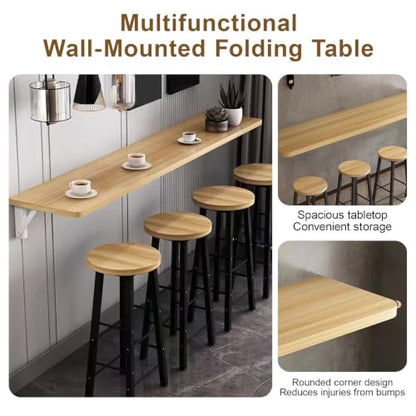 Wall Mounted Folding Table, Space Saving Floating Desk for Small Apartments, Drop Leaf Workbench, Home Office, Laundry, Narrow Long Dining Table, Kitchen Use(100x40cm/39.4x15.7in) - size: 100x40cm/39.4x15.7in