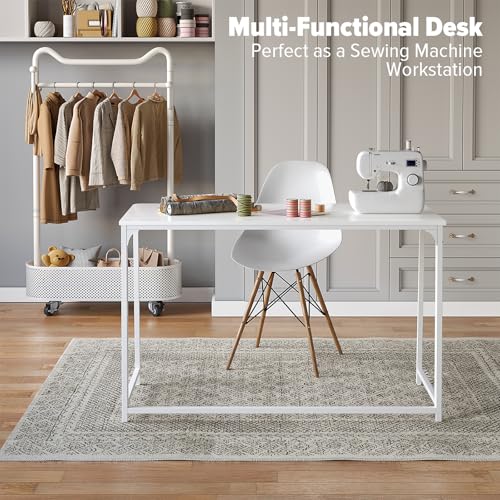 WOHOMO Folding Desk, 47.2" Foldable Computer Desk for Bedroom, Space Saving Computer Table Writing Workstation for Home Office, Easy Assembly, White | Easy Assembly and Fold, Sturdy Home office desks for Study Bedroom Dorm Space Saving Writing Work Apartm