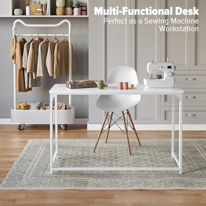 WOHOMO Folding Desk, 47.2" Foldable Computer Desk for Bedroom, Space Saving Computer Table Writing Workstation for Home Office, Easy Assembly, White | Easy Assembly and Fold, Sturdy Home office desks for Study Bedroom Dorm Space Saving Writing Work Apartm