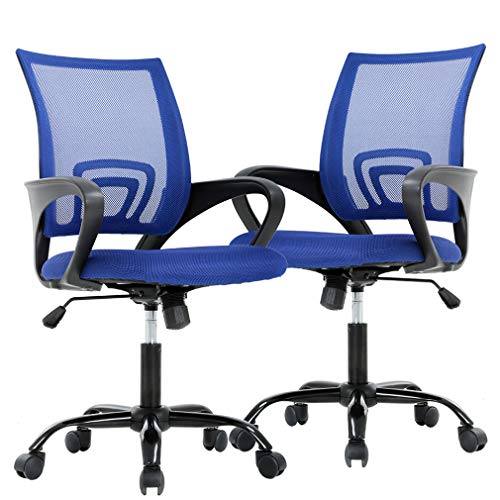 Ergonomic Office Desk Mesh Computer Chair - Modern Executive Adjustable Task Rolling Swivel Seat With Back Support for Women, Men (2 Pack) - color: Blue, size: 2 Pcs