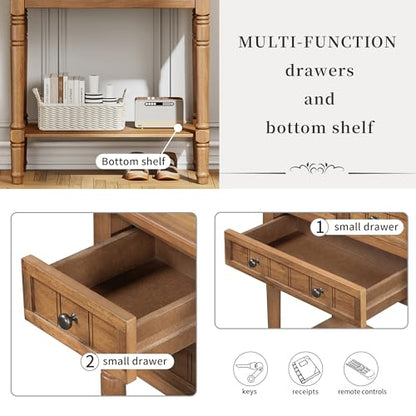 Knocbel Narrow Console Table with 3 Storage Drawers and Bottom Shelf, Entryway Hallway Foyer Slim Sofa Table for Small Spaces, Easy Assembly (Natural) - color: Natural