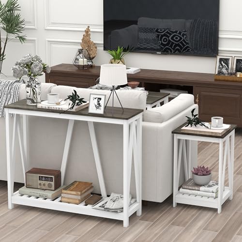 Entryway Table, 39" Farmhouse Console Table with Shelf Narrow Foyer Table | | 2-Tier Open Shelf,V-Shape Anti-Tip Legs,Slim Narrow Design,30-Min Easy Assembly,Sofa Table Use,Two-Tone Finish,Dark Oak - color: Dark Oak