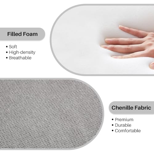 SOFTHION 61.2" End of Bed Bench, Chenille Upholstered Entryway Bench, Grey | Modern Upholstered Bench Ottoman, Footrest Stool with Sturdy Metal Frame and Legs for Living Room/Foyer/Mudroom/Hallway - color: Grey
