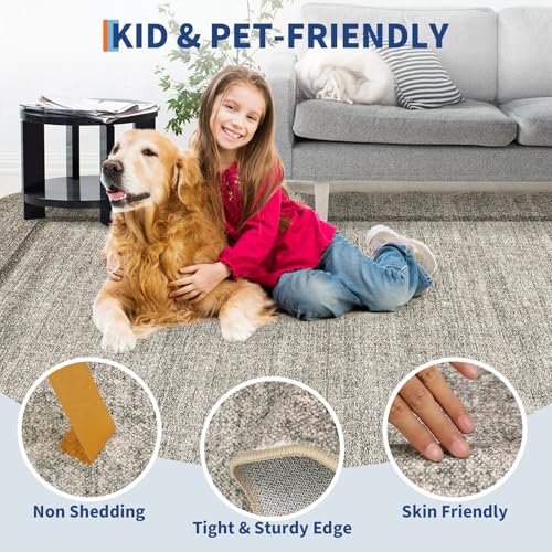 GarveeHome Scalloped Washable Runner Rug 2x8 Modern Non Slip Kitchen Runner | Distressed Low Pile Entryway Rug Soft Bathroom Rugs Stain Resistant Carpet for Bedroom Hallway Laundry 2'x8' Brown - color: Brown, size: 2' x 8' (Runner)