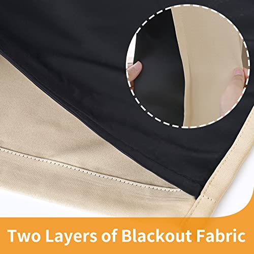 YoungsTex 100% Blackout Curtains 63 Inch Length 2 Panels, Room Darkening Drapes with Liner Thermal Insulated for Bedroom Window, Warm Beige, 38 X 63 Inch - color: Warm Beige, size: 38"W x 63"L (Pack of 2)