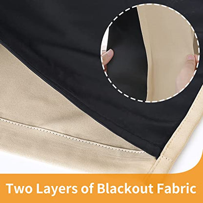 YoungsTex 100% Blackout Curtains 63 Inch Length 2 Panels, Room Darkening Drapes with Liner Thermal Insulated for Bedroom Window, Warm Beige, 38 X 63 Inch - color: Warm Beige, size: 38"W x 63"L (Pack of 2)