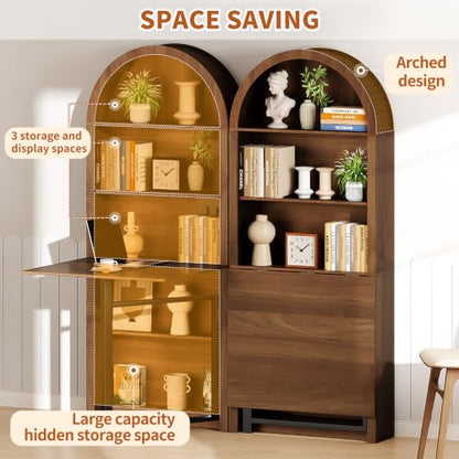 Folding Convertible Writing Table Fold-Out Murphy Desk Computer Desk | Space Saving Arched Foldable Desk Cabinet with Storage,Multi-Function folding table for Small Spaces,Home Office,Bedroom