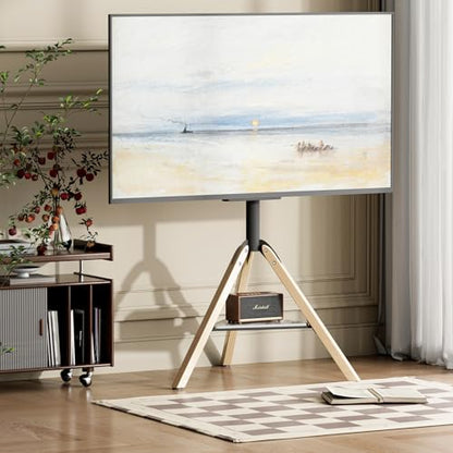 Floor TV Stand for 40-75 Inch TVs, Corner TV Stand | Tripod TV Stand with Sintered Stone Shelving,Swivel, Holds up to 88Lbs,Max VESA 600x400mm,VC-Z1618.