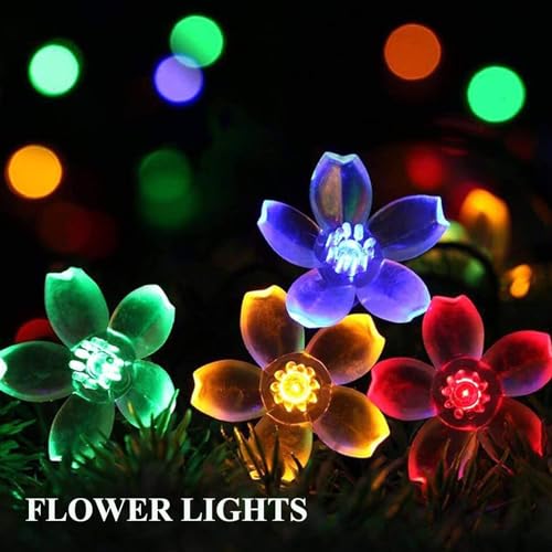 33ft Black Wire 100 LED Plug in Multicolor Fairy Flower String Lights Decor | Connectable Cherry Blossom lights Indoor Outdoor Decorations for Backyard, Patio, Garden, Birthday Party, Christmas, Easter - color: Multi-Flower-Black Wire