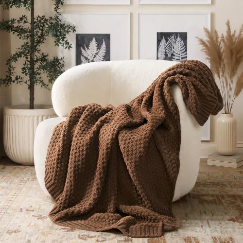 EVERGRACEHOME Chunky Chenille Knit Throw Blanket, 60 x 80, Burnt Orange | Sculpted Moss Stitch, Chic Modern Farmhouse, All-Season Warmth, OEKO-TEX® Certified, Elegant Blanket for Couch, Bed, Sofa - color: Burnt Orange, size: 60" X 80"