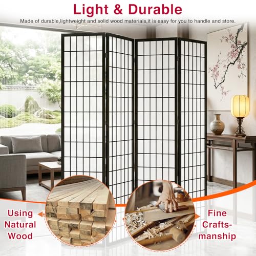 Room Divider,4 Panel Folding Privacy Divider Portable Room Separating Dividers Asian-Style Screen Wall Wood Dividers Tall Freestanding Partition Screen White - color: White