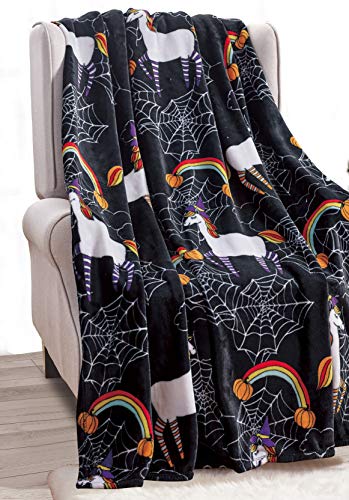 Elegant Comfort Lightweight Printed Throw Blanket- All Season, Ultra Soft, Cozy and Plush- Decorative Throw Blankets, Perfect for Lounging, 50 x 60 inches, Black Unicorn, Throw Blanket - color: Black Unicorn