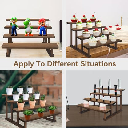 WEWLINE Tired Wooden Spice Rack for Kitchen | 4-tier, countertop, detachable , space saving organizer for cupcake, perfume