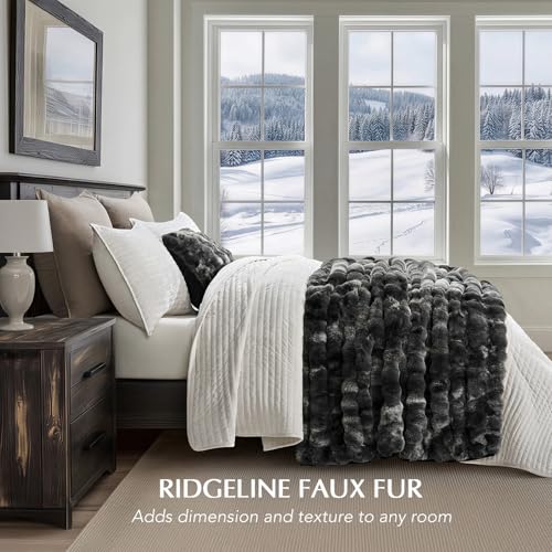 Faux Rabbit Fur Bubble Throw Blanket, 50"x60", Marble Black | Ultra Soft, Luxury Faux Rabbit Fur Throw, Thick Warm Bubble Blanket, Cozy Fluffy Reversible, for Bed, Couch, Chair, Sofa - color: Black Marble, size: 50"x60"