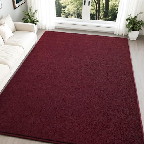 Nuttumico Modern Soft Area Rugs Memory-Foam Bedroom Carpet, 5x7 Feet Burgundy Red Carpet for Boys Girls Living Room, Dorm Nursery Decor, Soft and Machine-Washable - color: Burgundy Red, size: 5' X 7' (Rectangular)