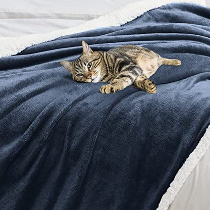 BEAUTEX Sherpa Fleece Twin Blankets Soft Fluffy Flannel Plush Cozy | Fuzzy Navy Cuddle Blanket for Couch, Bed, Sofa, Adults (60" x 80", Navy) - color: Navyblue, size: Twin-60"x80"